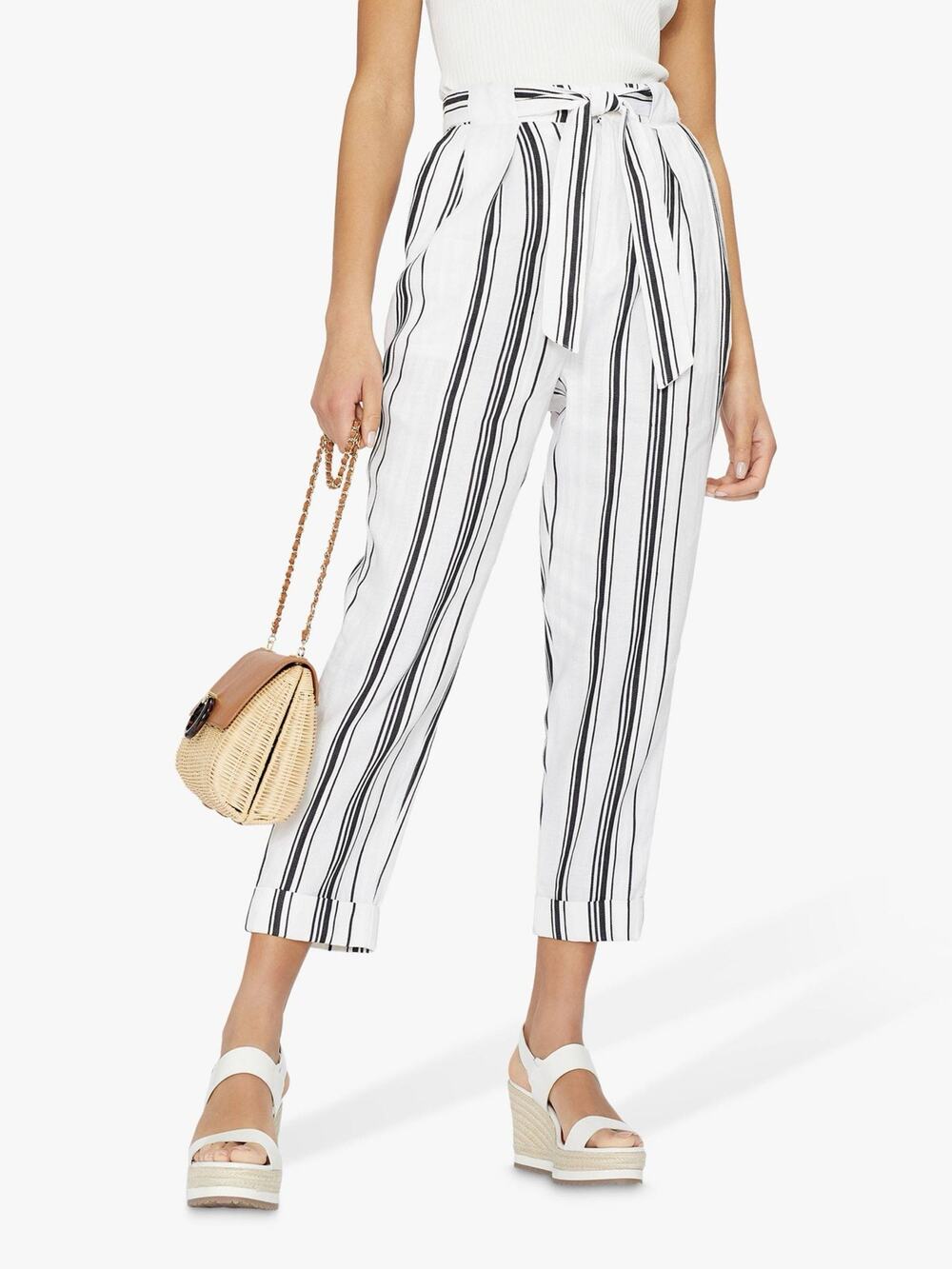 Ted Baker London Asherr White Striped Tapered Trouser Pants Size 4